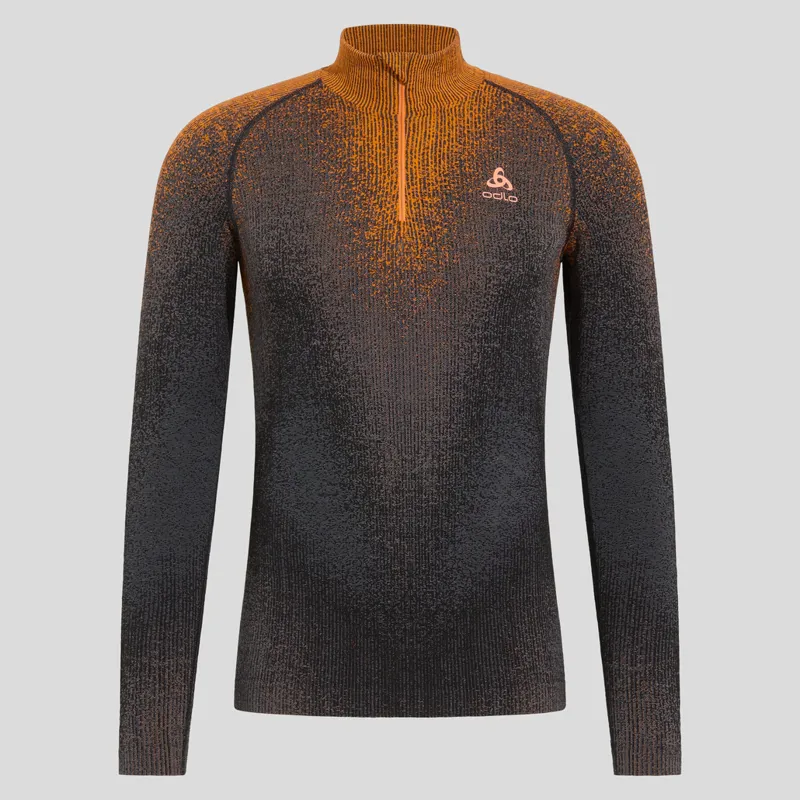 2024 Odlo Blackcomb men's base layer zip top oriole grey/orange